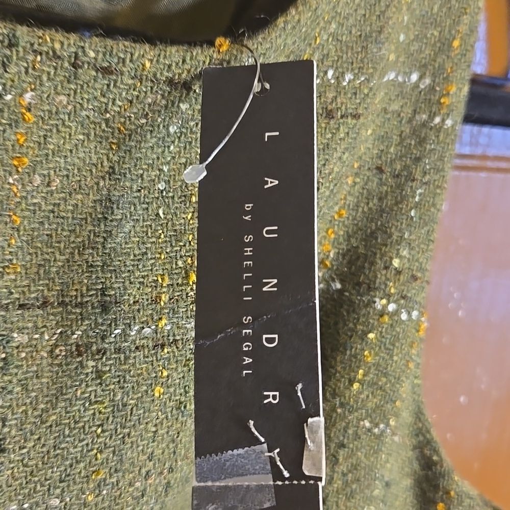 Laundry-Wool blend olive green sleeveless plaid straight dress Size 10. NWT. - Picture 6 of 11